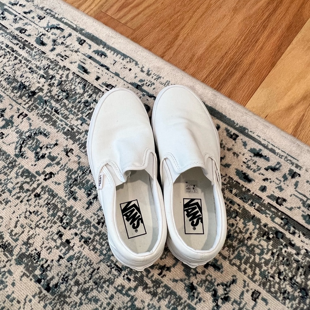 White slip on vans